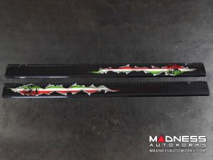 FIAT 500 Door Sills - Carbon Fiber - Italian Flag Exposed